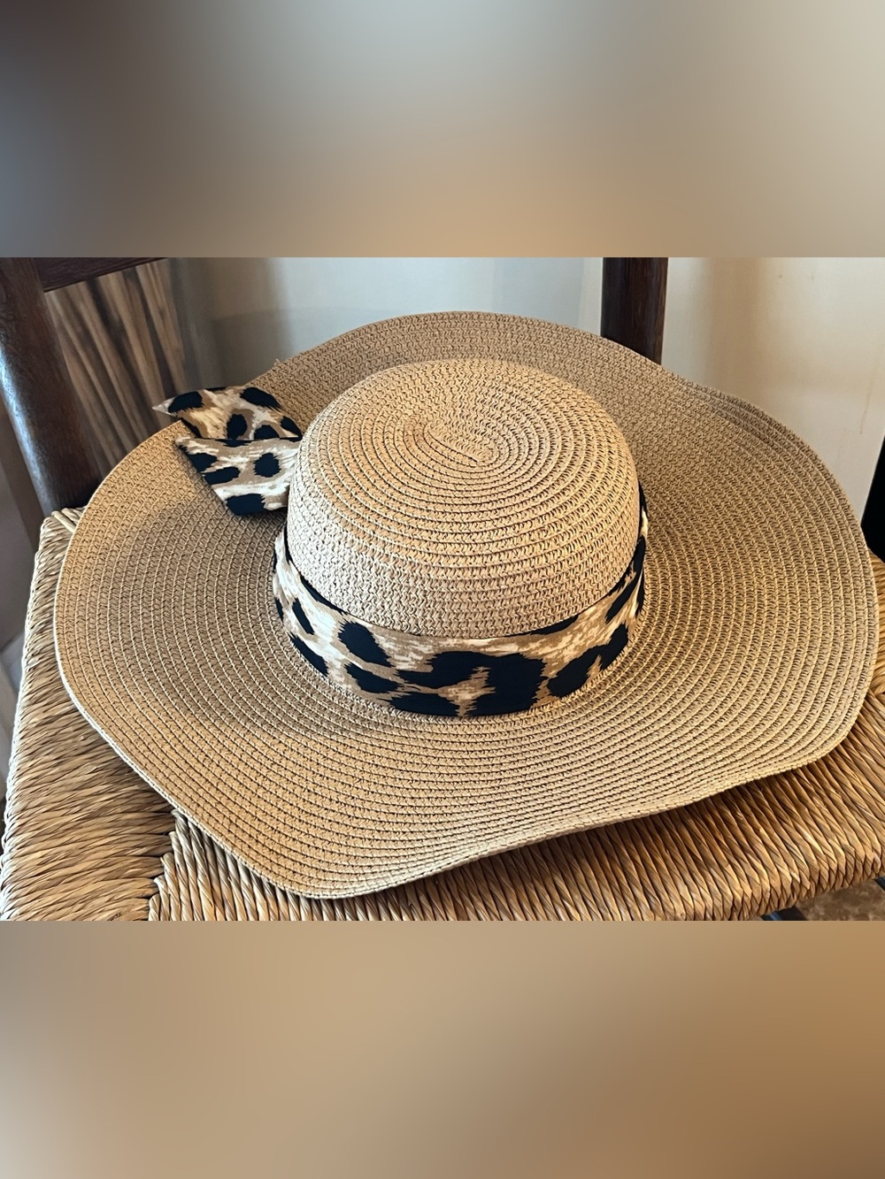 Marcus Adler New York Wide Brim Straw Sun Hat Accent Bow OS